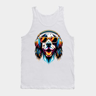 English Setter Smiling DJ with Harmonic Melodies Tank Top